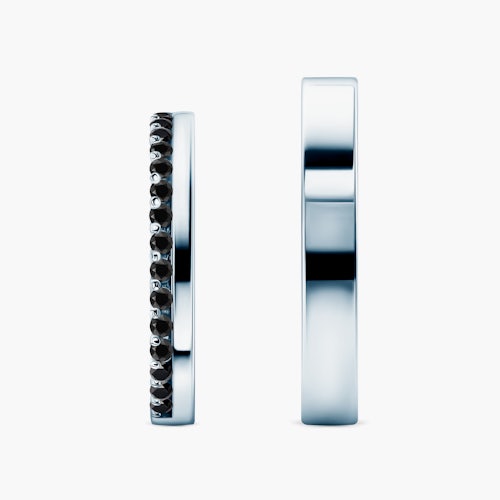 Obrączki Dream: białe złoto, czarne diamenty, płaskie, 3 mm